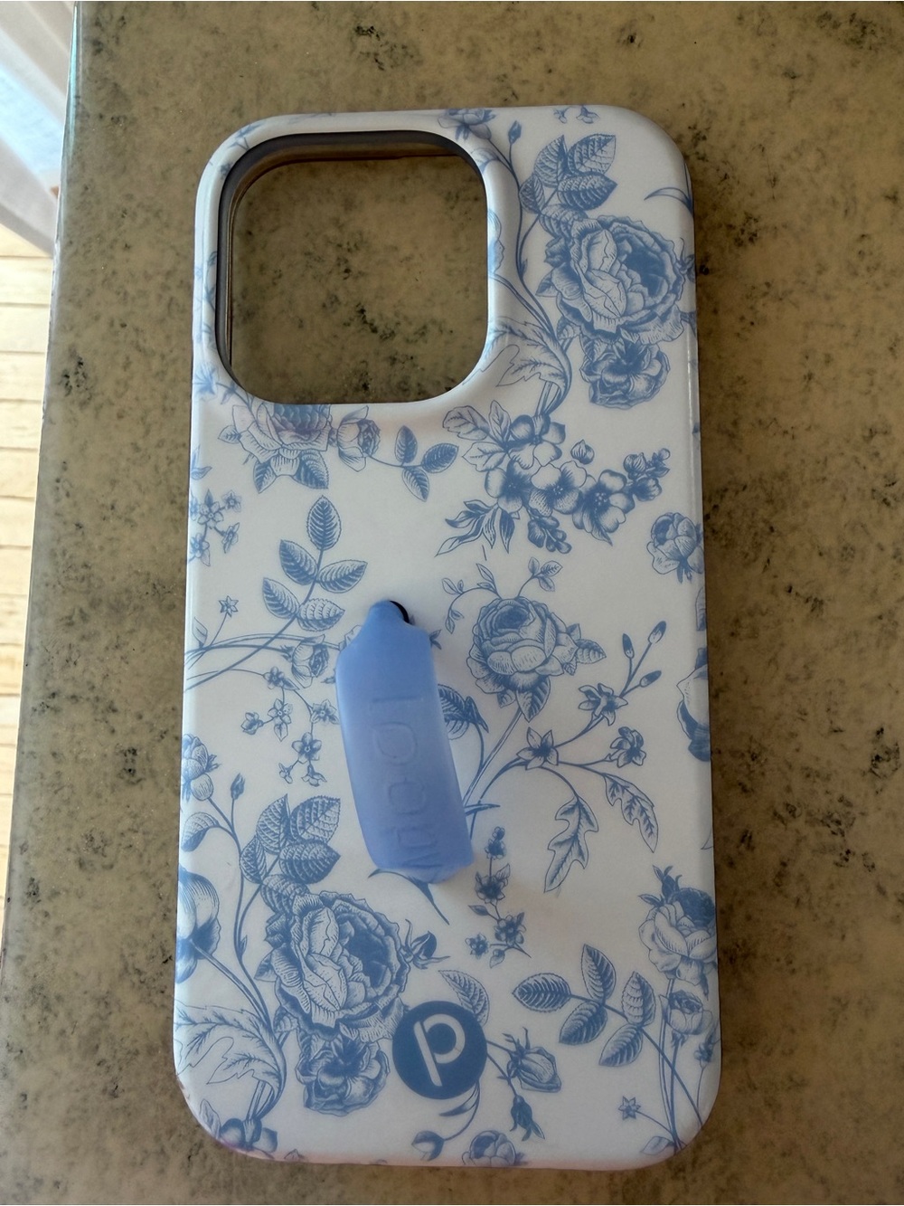 Loopy Case Blue Floral Silicone Phone Case with Grip Loop